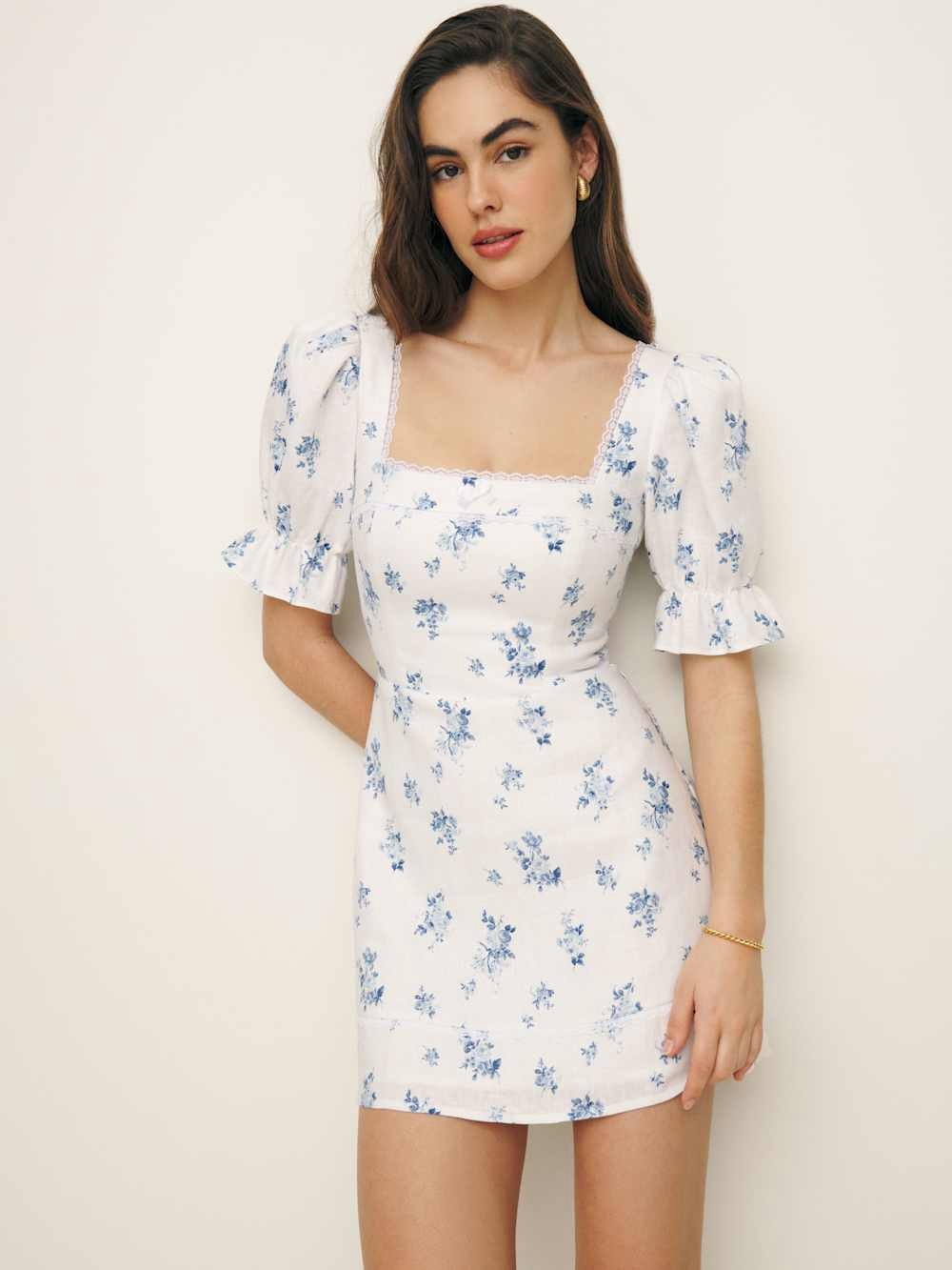Reformation Evianna Linen Dress in Delicacy